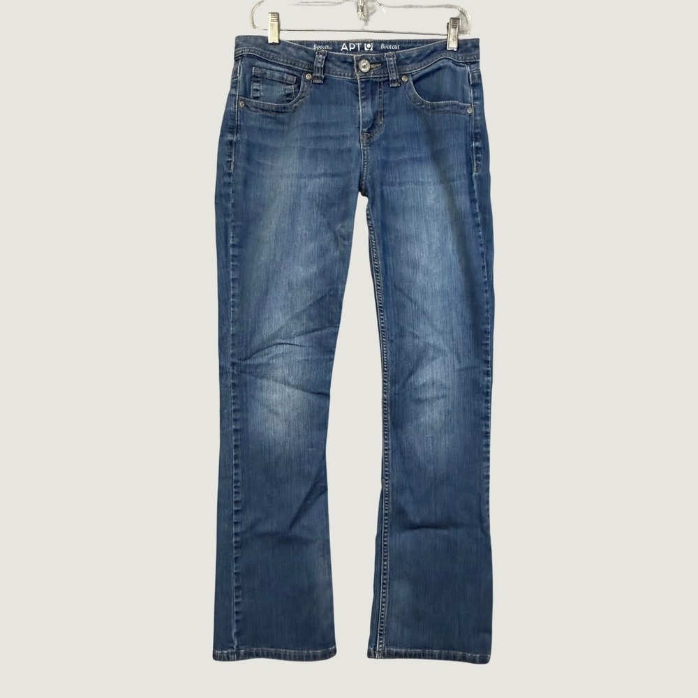 Apt 9 Womens Bootcut Jeans Medium Wash Denim Mid Rise Blue Pants Size 6